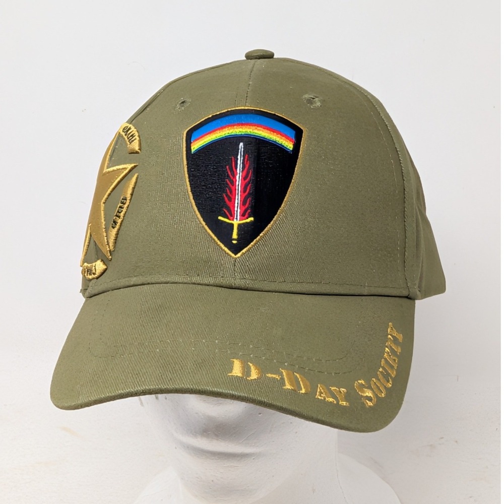 National D-Day Memorial Society Hat Olive Green SHAEF Patch WWII Commemorative
